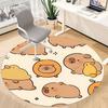 1 Stück Süßer Capybara Büro Runder Teppich, Matte Geeignet Für Büro, Unter Bürostühlen Schlafzimmer Wohnzimmer Heimdekoration, Zimmer Deko