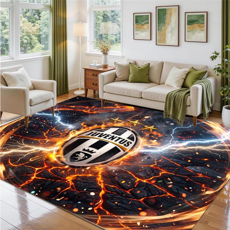 Juventus FC Design Crystal Velvet Rug Soft Decorative Mat for Bedroom Entrance