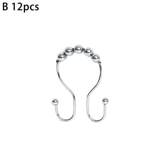 Yousheng 12ks háček na sprchový závěs Dvojité háčky Dobré vyvážení Silná nosná kapacita váleček Kulička Hladký Posuvný kroužek háčku na závěsy Koupelnový zdroj