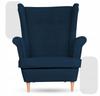 Fotel uszak z podnóżkiem skandynawski welur Hunter Family Meble granatowy