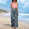 Dames zomer boho palazzo broek met hoge taille, wijde pijpen en bloemenprint, casual broek met zakken