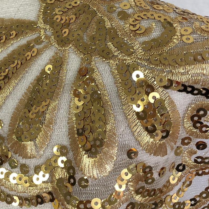 1 Set Gold and Silver Sequined Mesh Embroidery Patch for Dance Clothes Skirt Decoration Handmade DIY Accessories