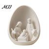 Minimalist Religious Decor Mini Nativity Scene Figurine, Christmas with Holy Family in Egg, Unique Souvenirs 3D Printed Tabletop Ornament for
