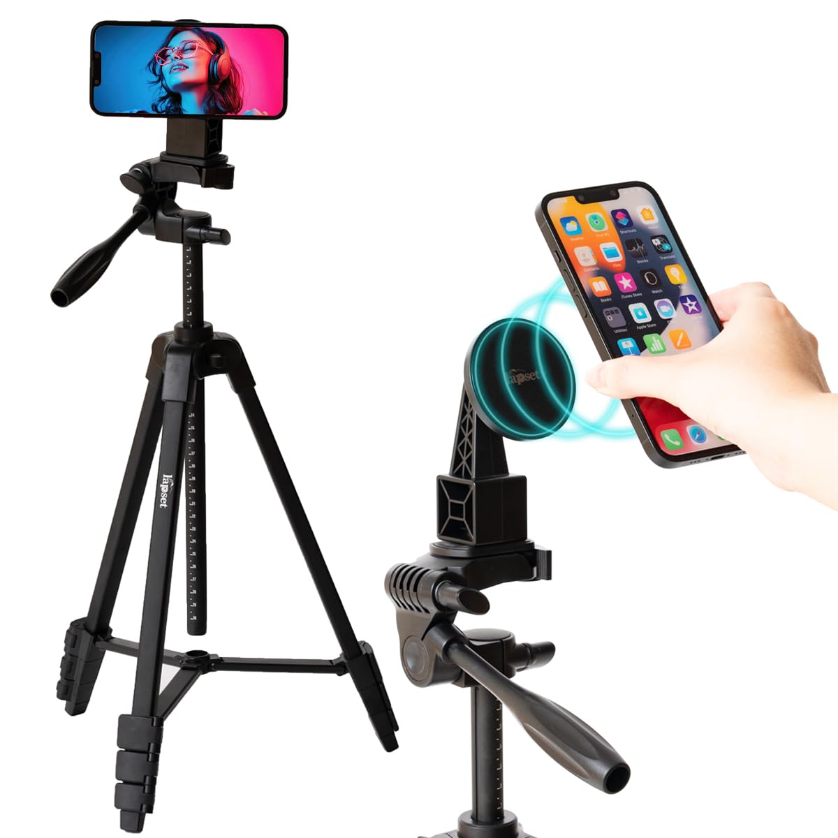 

lapset Tripod for compatible with smartphone storage bag 145cm [One-touch detachment] smartphones, long, magnet, magsafe, stand, lightweight, compact, чорний