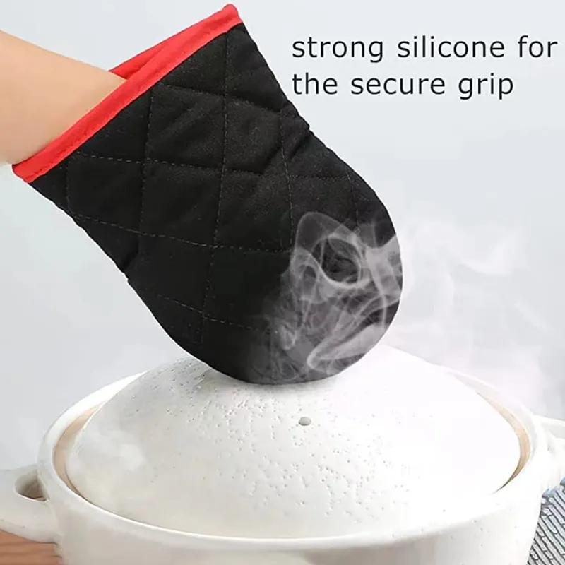 Anti Slip Silicone Insulated Gloves Single Duckbill Clip Kitchen Microwave Heat-Resistant Thick Oven Baking Rubber Gloves YLE358