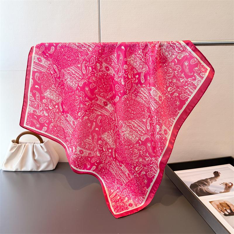 Vintage Paisley Print Shawl Square Scarf for Women Soft Satin Wraps Neckerchief Female Hair Bands Ribbon Headband Bandana