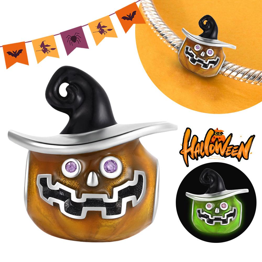 Halloween Party Copper Luminous Skeleton Coffin Pendant Beads Fit Charms Bracelet For Jewelry Making Women Gifts