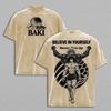 Anime Baki Hanma Baki Graphic T Shirt Men Short Sleeve Clothing Casual Cotton Tshirt Vintage Washed T-shirt Harajuku Male Tops