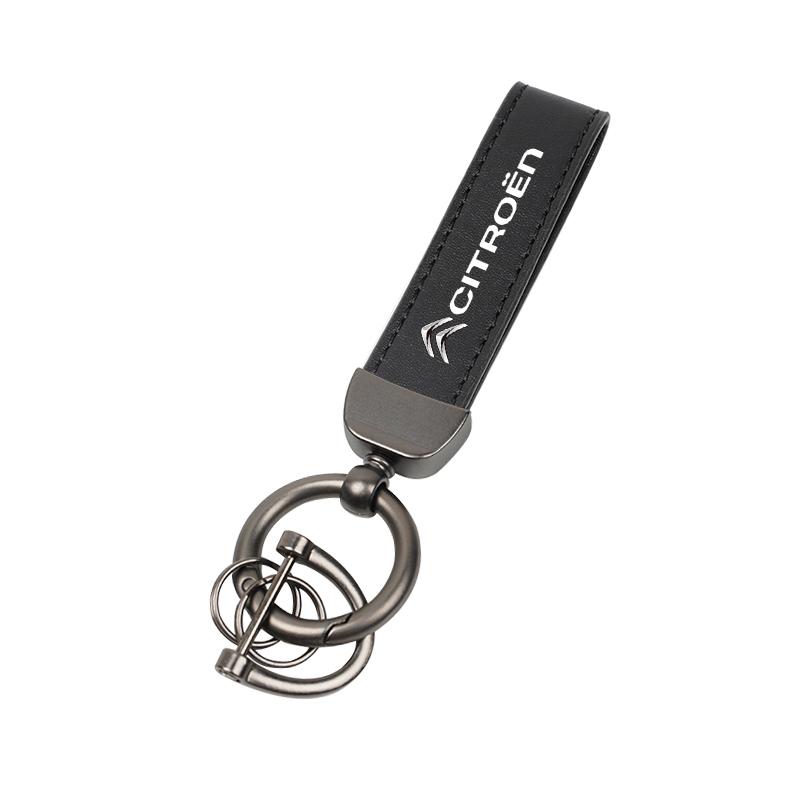 Car Logo Keychain Zinc Alloy Key Ring Accessories For Citroen C5X e-C4 X e-C3 C4 C3 C5 C-Elysee C-Crosser Berlingo C1 C6 C2
