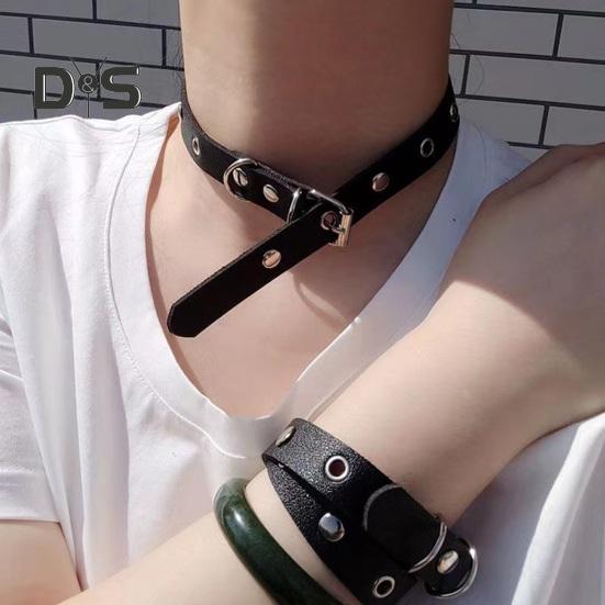 Pánský náhrdelník Vintage Punk Styl Nastavitelná Umělá kůže Jednobarevné Bukle Pin Krk Pásek Party Club Choker Šperky pro dospělé
