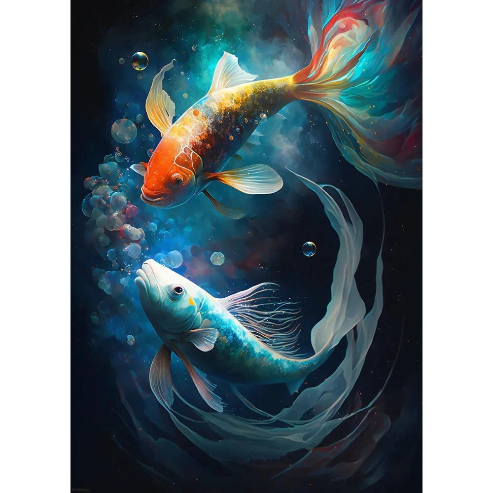 Classic Surreal Golden Koi Fish Posters Fishes Swimming Anime Art Prints Canvas Painting Wall Pictures Home Living Room Decor