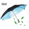 Lightweight Folding Umbrella with Fan USB Rechargeable UV Sun Protection Tri-fold Portable Waterproof Windproof Summer Outdoor Rain Shade