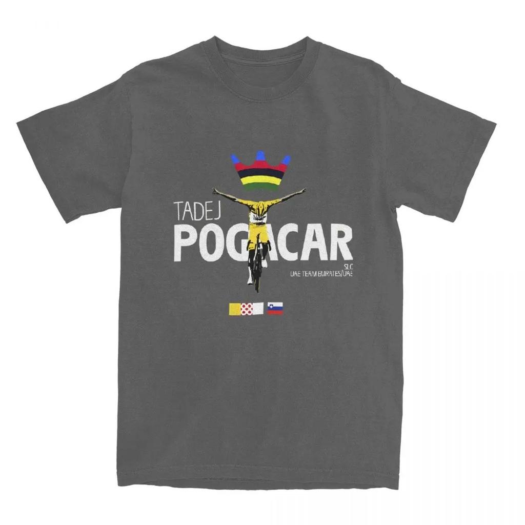 Camisetas de Ciclismo Tadej Pogacar Pogi Team para Hombre Ropa de Algodón 2025 Verano Tour-De France Mujer Manga Corta Cuello Redondo Camiseta Tops