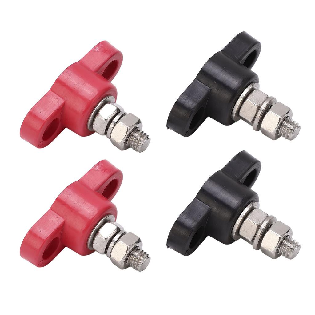 4 Stück Batterieklemmenblöcke 12V 24V Sicher Rot Schwarz Stromanschlussbolzen Batterieverteilerblock