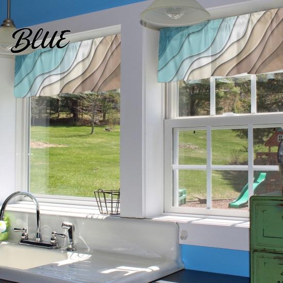 Blackout Curtain Valance Rod Soft Wave Sunshade Color Ocean Windows Gradient Decorative Aesthetic Pocket Window
