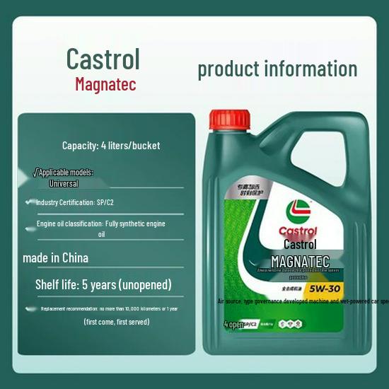 Genuine Castrol Magnatec 5W-40 Full Synthetic Engine Oil, 4L, All-Season Lubricant, SQ Grade.