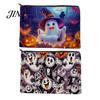 Durable Zipper Bag Halloween Storage Bag, with Colorful Cartoon Ghost Print, Canvas Trendy Makeup Large Capacity Lightweight Travel Toiletry Thick