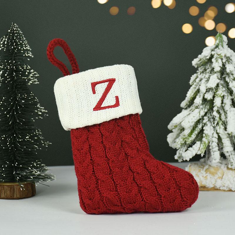 

Name Letter Christmas Socks Red Snowflake DIY Alphabet Knitting Stocking Christmas Tree Pendant Decorations For Home Xmas Gifts other