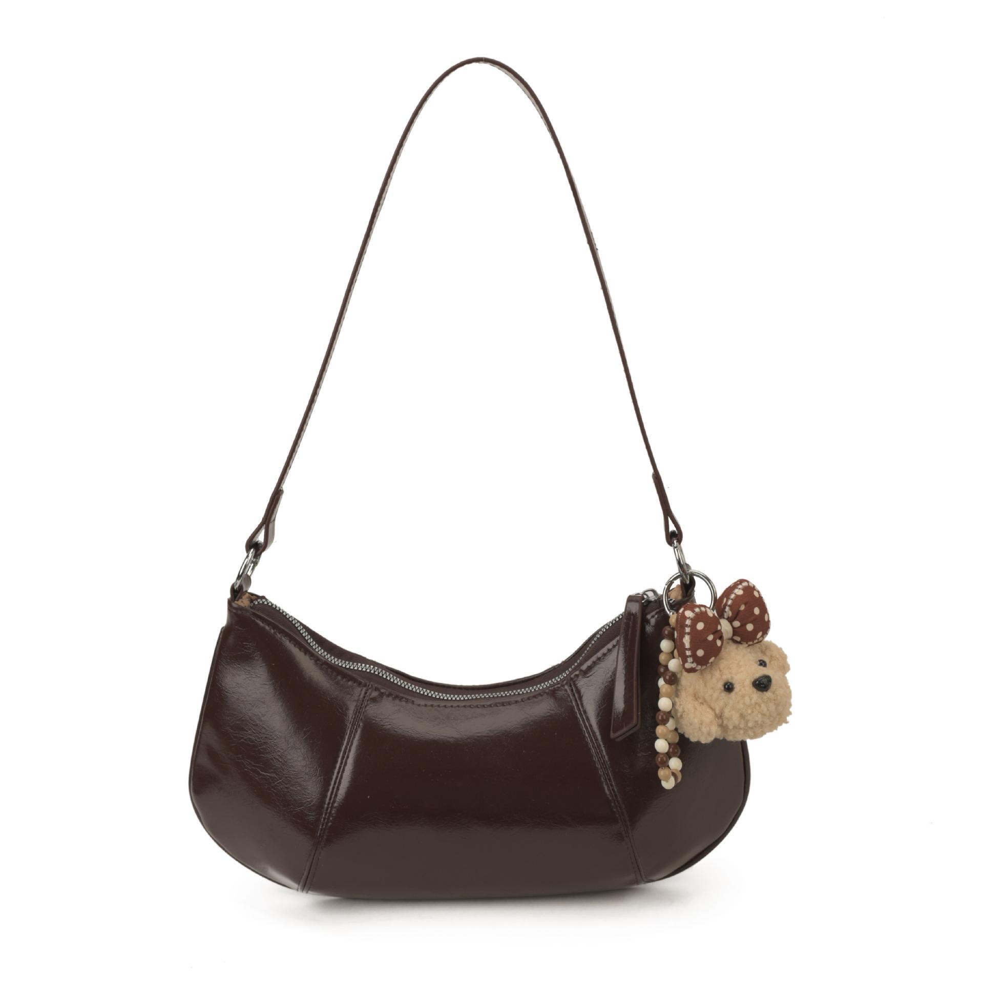 

Vintage Niche Bag Women s Fashionable Simple Crescent Single Shoulder Underarm 34x7x17 коричневий