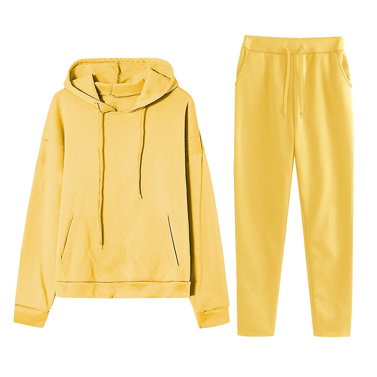 

Женский модный худи с рукавами, приспущенными плечами, и брюки, комплект из двух предметов XL жёлтый
