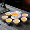 High Quality White Porcelain Tea Set Gaiwan Bamboo Hat Cup  Kung Fu Chinese Ceramic Teaware Home Office Business Tea Insufer