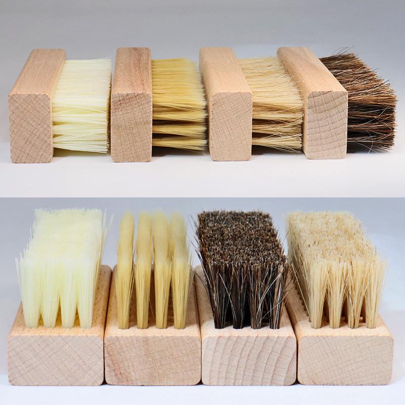 Beech Wood Horsehair Soft Bristle Brush for Polishing & Dust Removal on Leather Shoes & Seats - Free Shipping