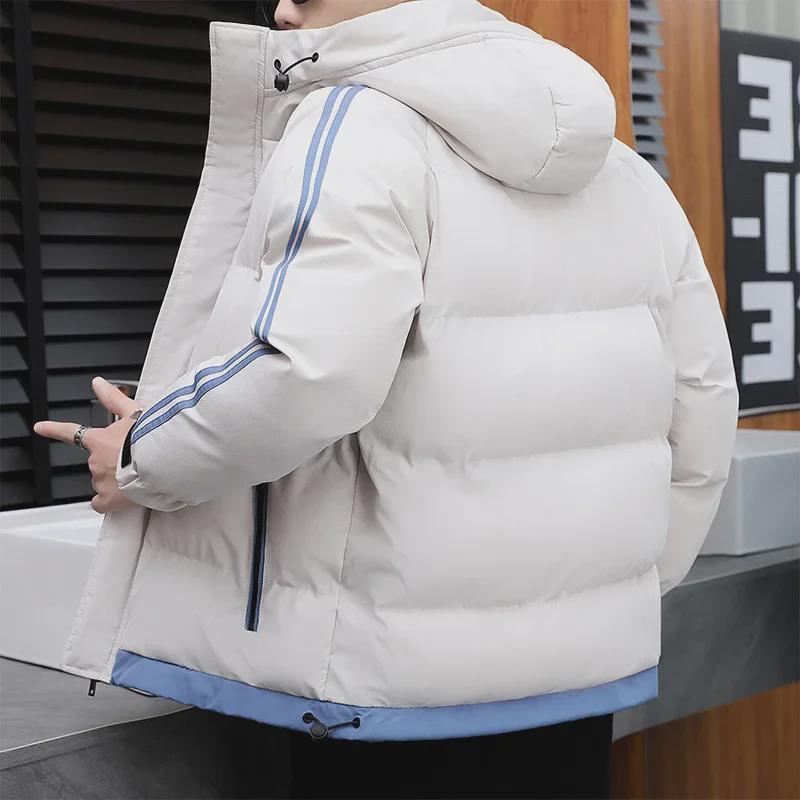 Men's Winter Hooded Cotton-Padded Jacket - Thick, Warm, and Casual Velvet Design.