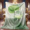 Cozy Lotus Design Flannel Throw Blanket with Soft High-Quality Digital Print In Green Nature Theme, Ideal for Living Room Sofa, Cooling Blanket for Al