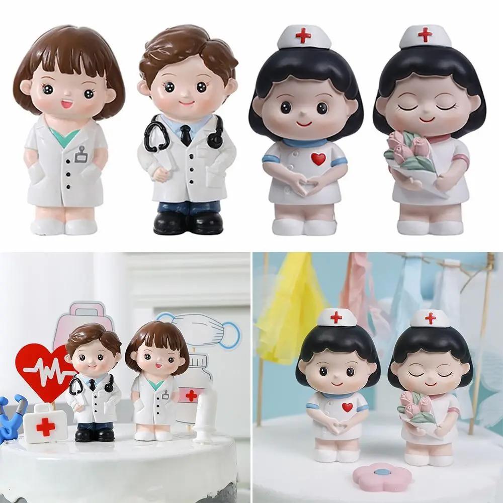 Cute Resin Doctor Nurse Figurine DlY Cartoon Doctor Garage Kit Doctor Nurse Model Statue Crafts