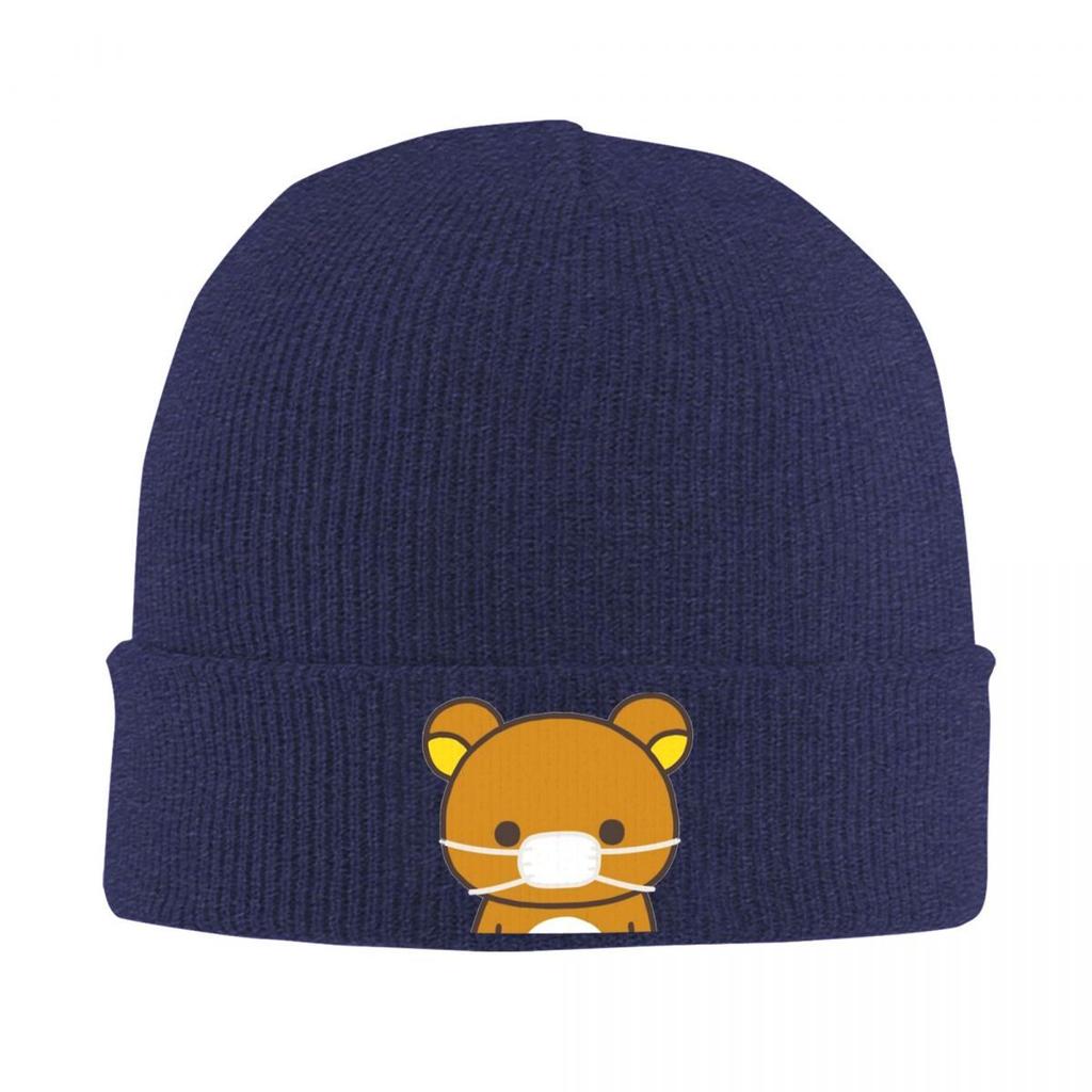 Rilakkuma Wearing A Mask Bonnet Hats Beanie Hats Custom Knitting Hat Spring Y2K Cool Men Women Hippie Warm Cap