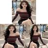 Tshirt Oversize Oneword Collar Long Sleeve With Embroidery For Spring Style
