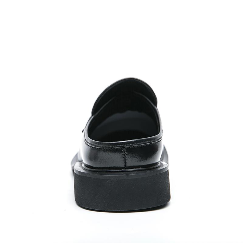 Men Tassel Shoes Black PU Thick Sole Anti slip One Step Step Business Brand Half Slippery Leather Shoes 38-46 Men Shoes