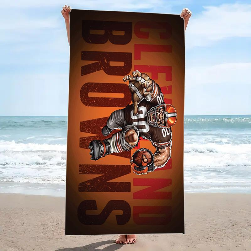 Cleveland Browns Print Beach Towel, Large Soft Quick Dry Towel for Beach Camping Swimming