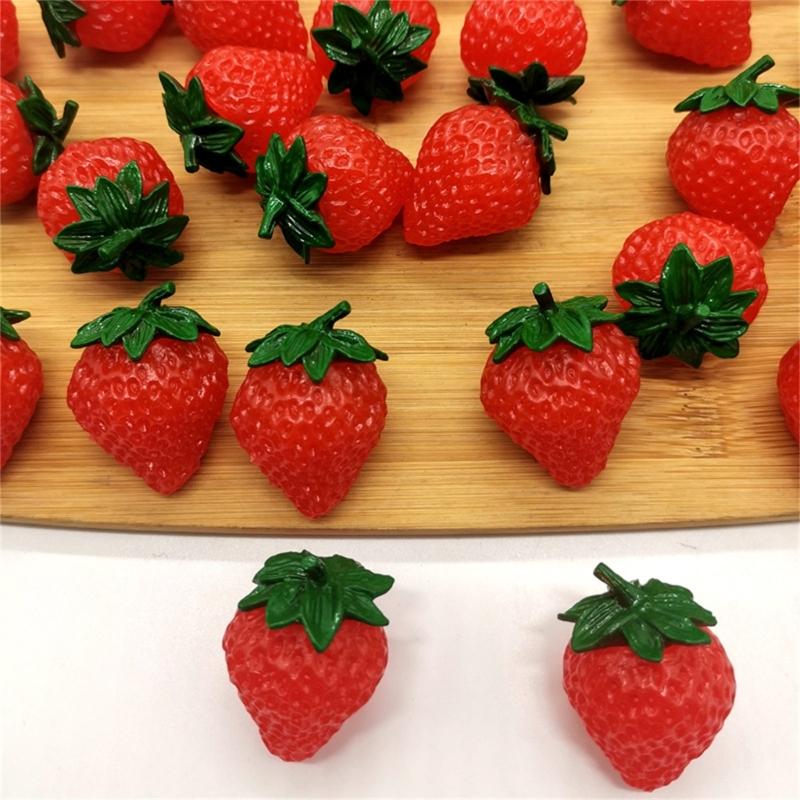 10Pcs Artificial Strawberry Plastic Strawberries Realistic Fruit for Kitchen Parties Decorations Photography Props