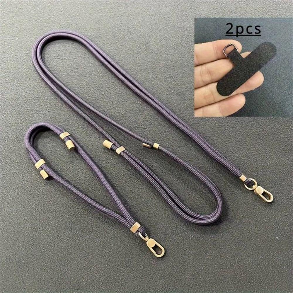2Pcs/Set Short + Long Phone Strap Nylon Anti-lost Wrist Strap Phone Lanyard Case Crossbody Shoulder
