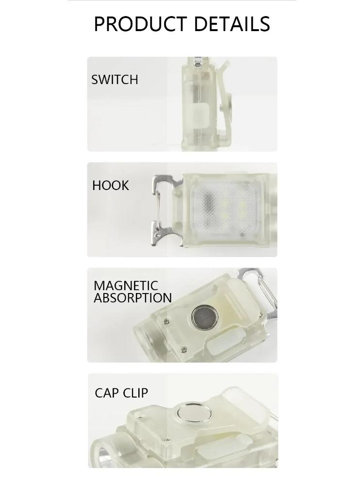 Keychain LED Light Magnetic Flashlight Multi-Function Charging Mini Portable Light Maintenance Portable Ultra-Bright Work Light