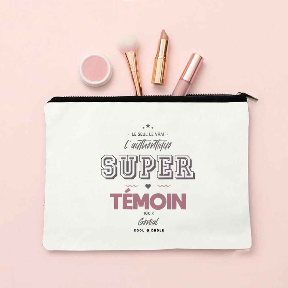 Do You Want To Be My Witness French Print Makeup Bag Female Neceser Toiletry Storage Linen Zipper Bags Wedding Gift for Witness