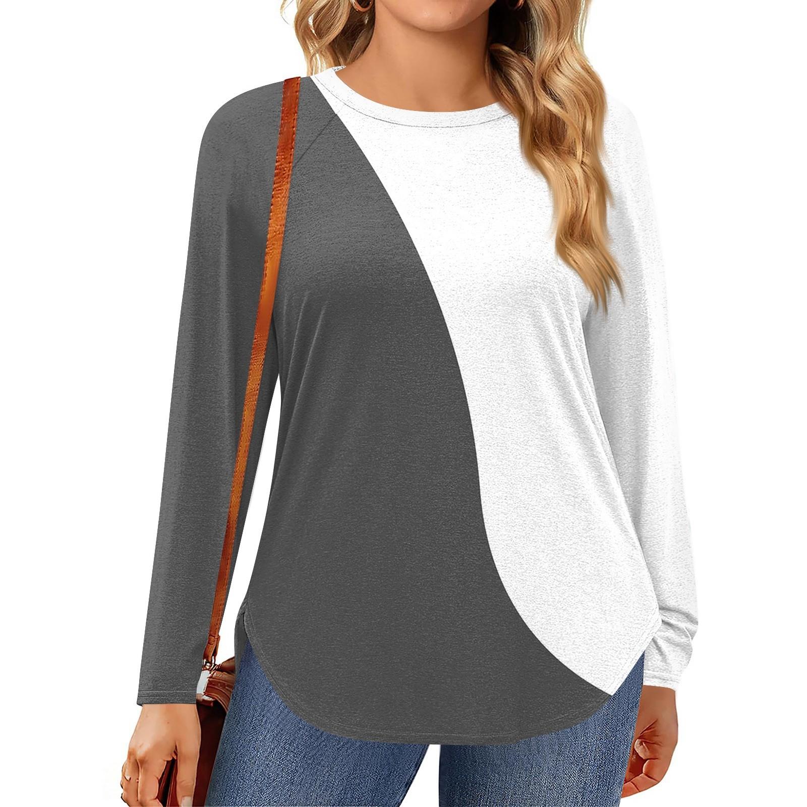 

Женские топы больших размеров, рубашки с длинным рукавом, туника с круглым вырезом, повседневная свободная блузка L-5X L