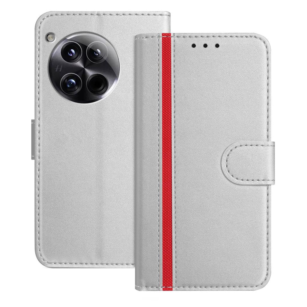 For OnePlus 12 5G Phone Cases Wallet Stand Color Splicing Leather Cover with Magnetic Clasp