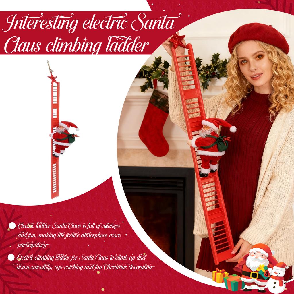 Christmas Electric Toy Decorative Climbing Ladder Christmas Ornaments, 24 Inches, Plush Christmas Decorations