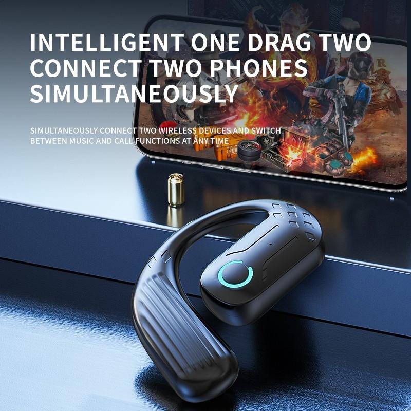 VAORLO Open Wireless Headset Bluetooth 5.4 180° Rotation Adjustable Left Right Ear Universal Earphone Mic Sport Business Music Ear-Hook