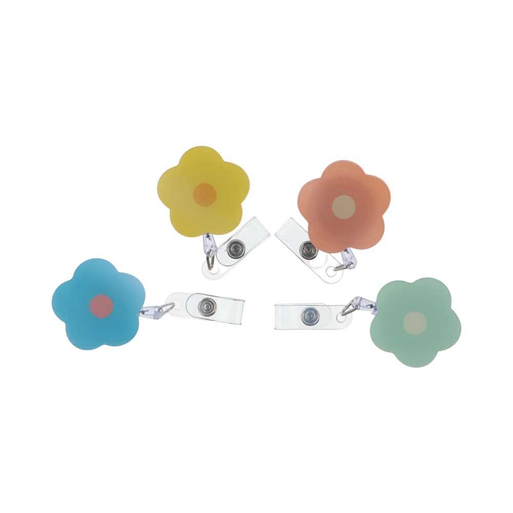 Flower Nurse Badge Reel Name Tag Easy Pull Buckle Retractable Badge Holder  Office School Supplies