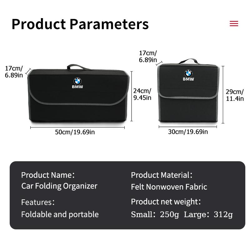For BMW Car Large Capacity Felt Trunk Storage Box Interior Accessories X3 X5 M5 M3 E46 E90 E60 F10 E39 F30 E36 G30 E87 E70 Blcr33