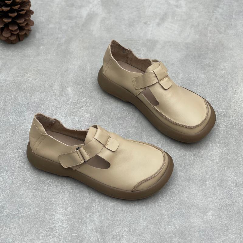 Women`s Vintage Round Toe Leather Loafers
