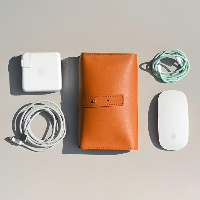 PU Leather Travel Electronic Storage Bag Portable Travel Essentials Data Line Storage Pouch for Power Banks & Accessories Gifts