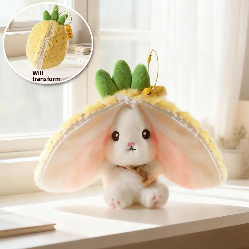 Cute Fruit Bunny Plush Doll With Pp Cotton Filling For Backpack Accessories