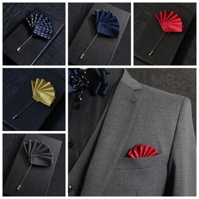 Nylon Men's Suit Pins Pocket Towel Bridegroom Dress Corsage Brooches Fashion Lapel Pin Men