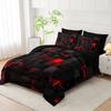 Geometric Grid Duvet Cover Set Queen Size Red And Black Checkered Bedding Cover Modern Abstract Plaid  Bed Sets For All Season