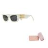 MIU MIU Side Logo Text Irregular Shape Sunglasses Women Sunglasses White 0MU09WS1425S053