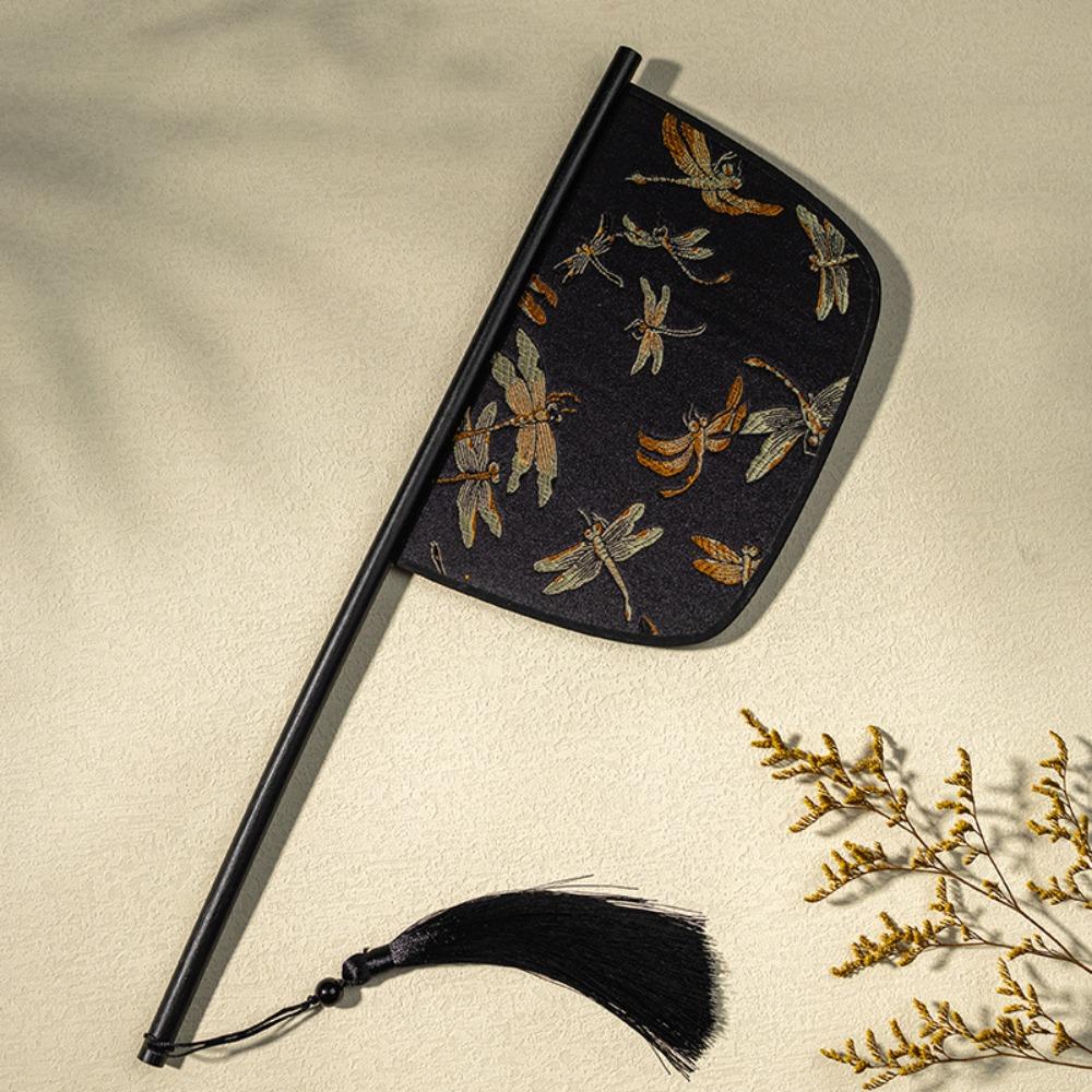 Long Handle Chinese Style Fan Exquisite Decorative Fan Home Decoration Hand Held Fans  Summer